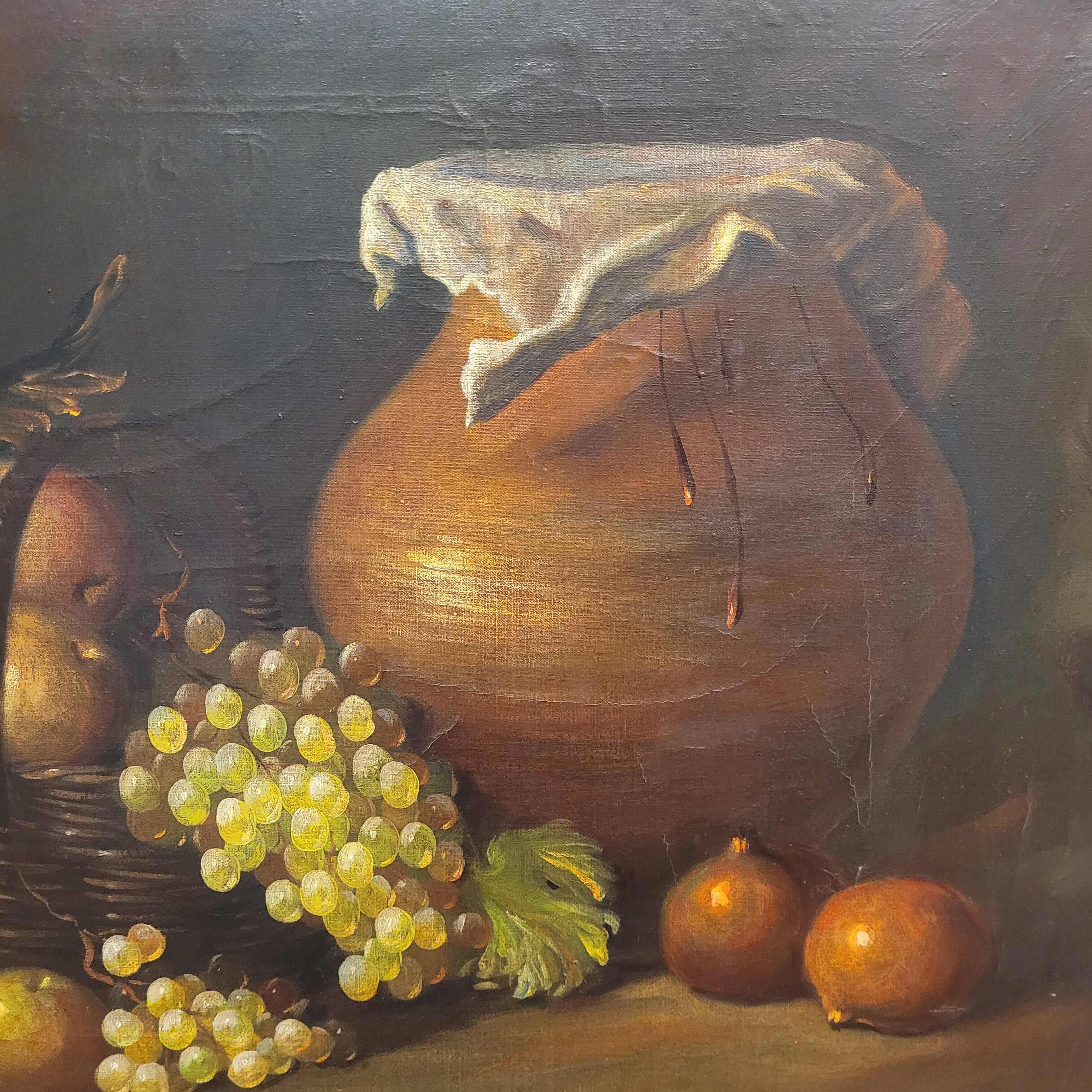“Bodegón de frutas”, Escuela Sevillana, J. Hernández, s. XX - Spain