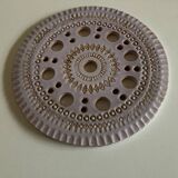 Pottery trivet 1970 in incised perforated stoneware