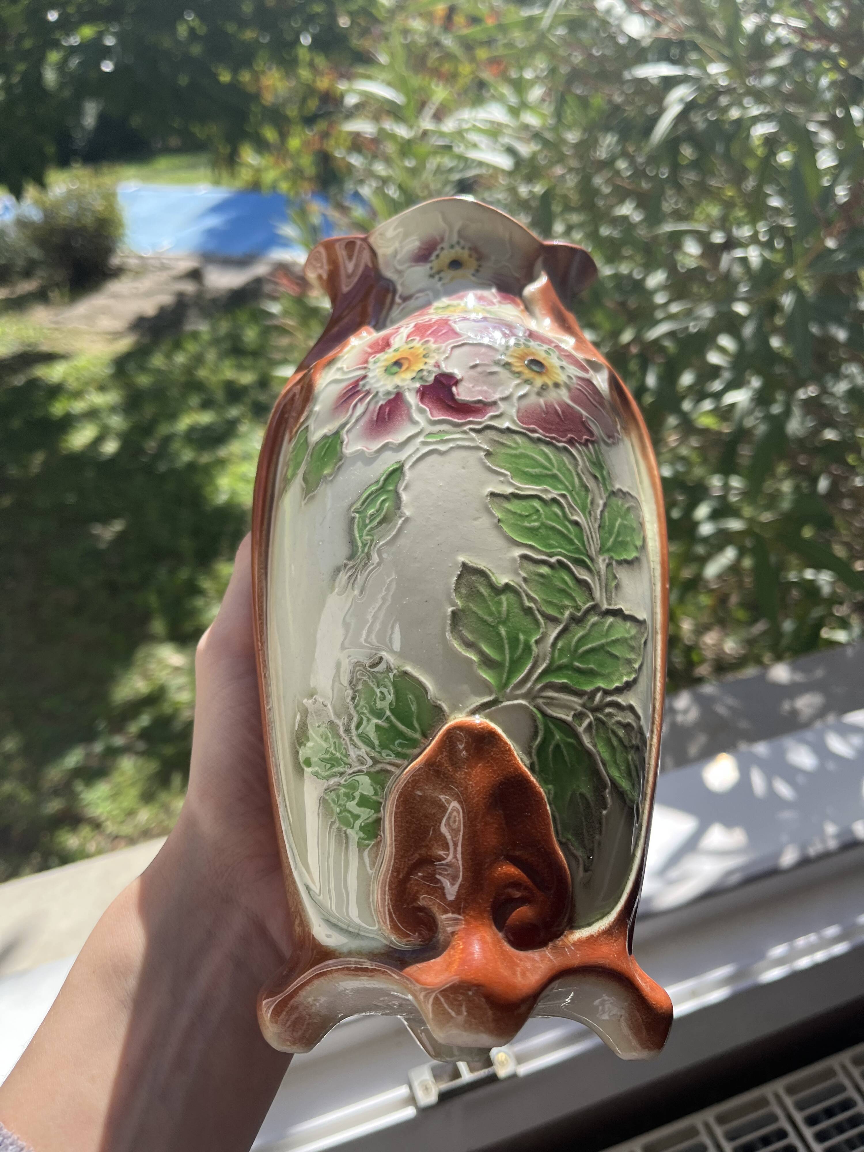 Paire de vase barbotine art nouveau