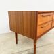 Lowboard teak 4 drawers — Mid-century lines, tapered legs, 1960s