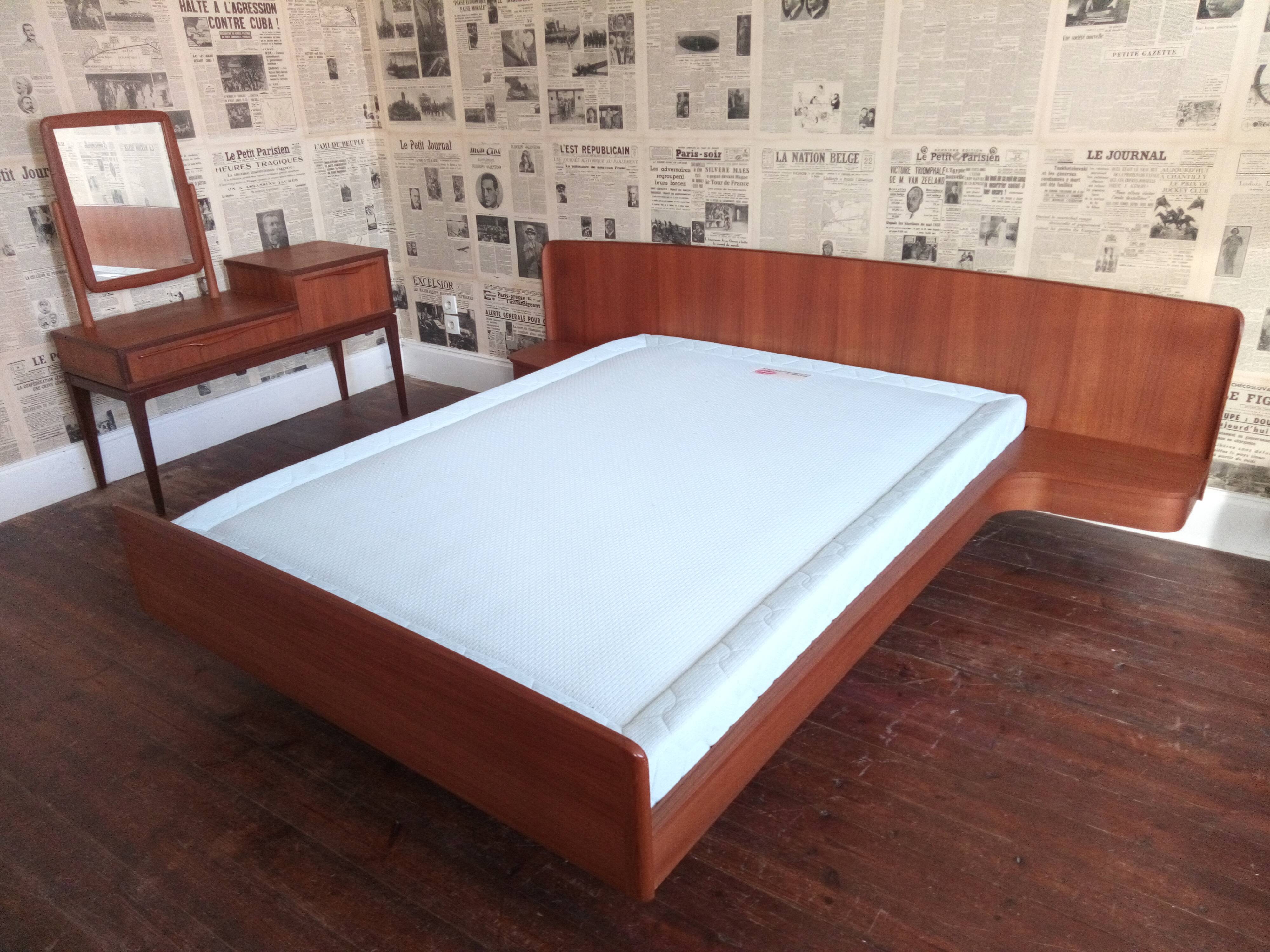 Vintage Scandinavian teak bed 1960