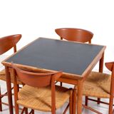 Rosewood / leather dining / gaming table by Poul Hundevad