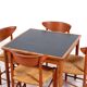 Rosewood / leather dining / gaming table by Poul Hundevad
