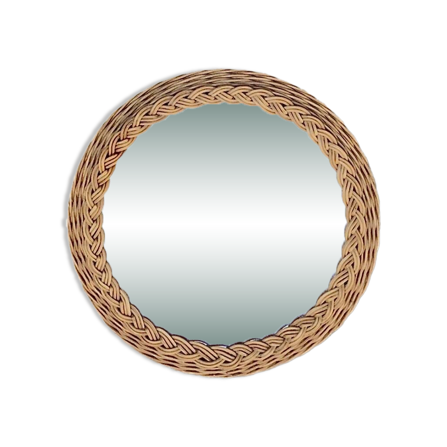 Small vintage round wicker wall mirror – 25 cm