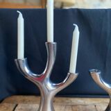 Silver tree shaped candle holders 3 branches