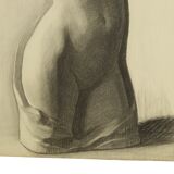 Grand dessin académique Renée Belvaux (1903-1984) Nu féminin 85x60cm