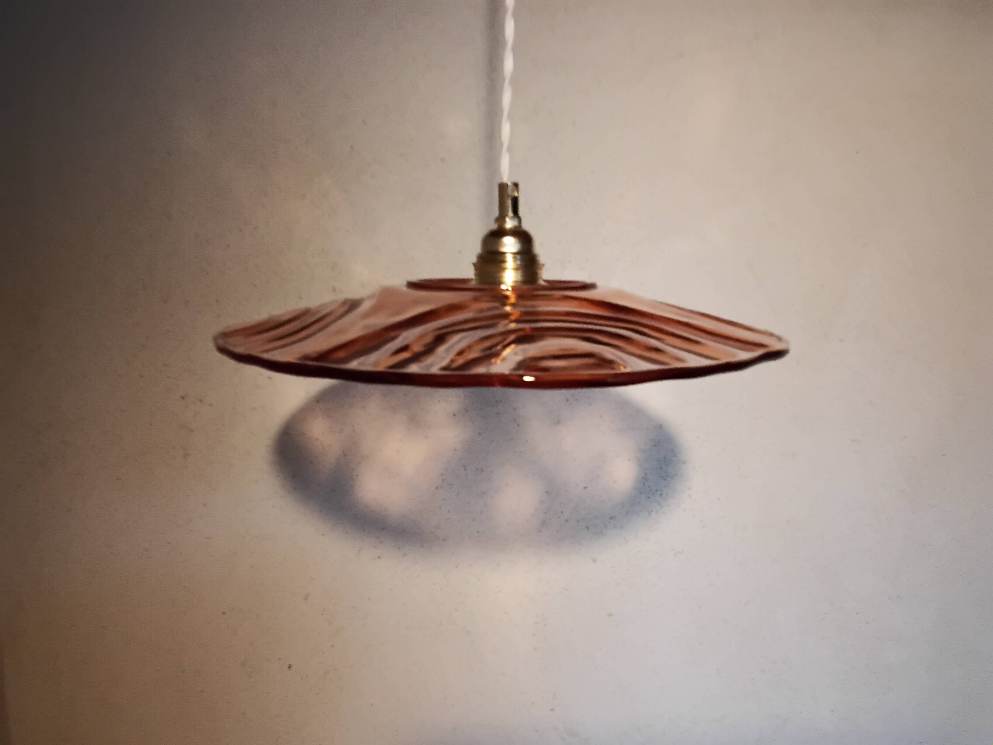 Vintage pink glass pendant light