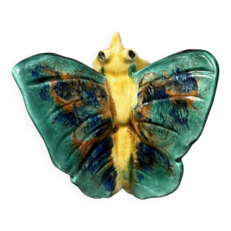 Vallauris d'après Jérôme Massier: vase bouquetière au papillon en céramique