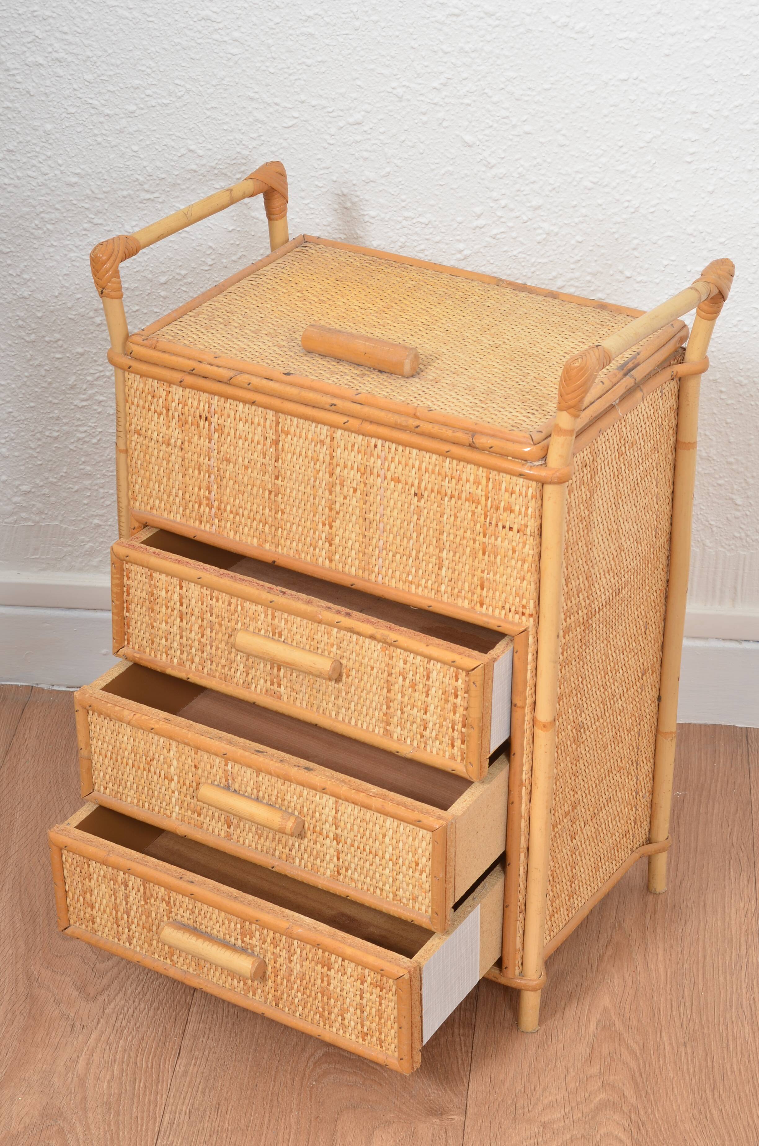 Small rattan chest of drawers
