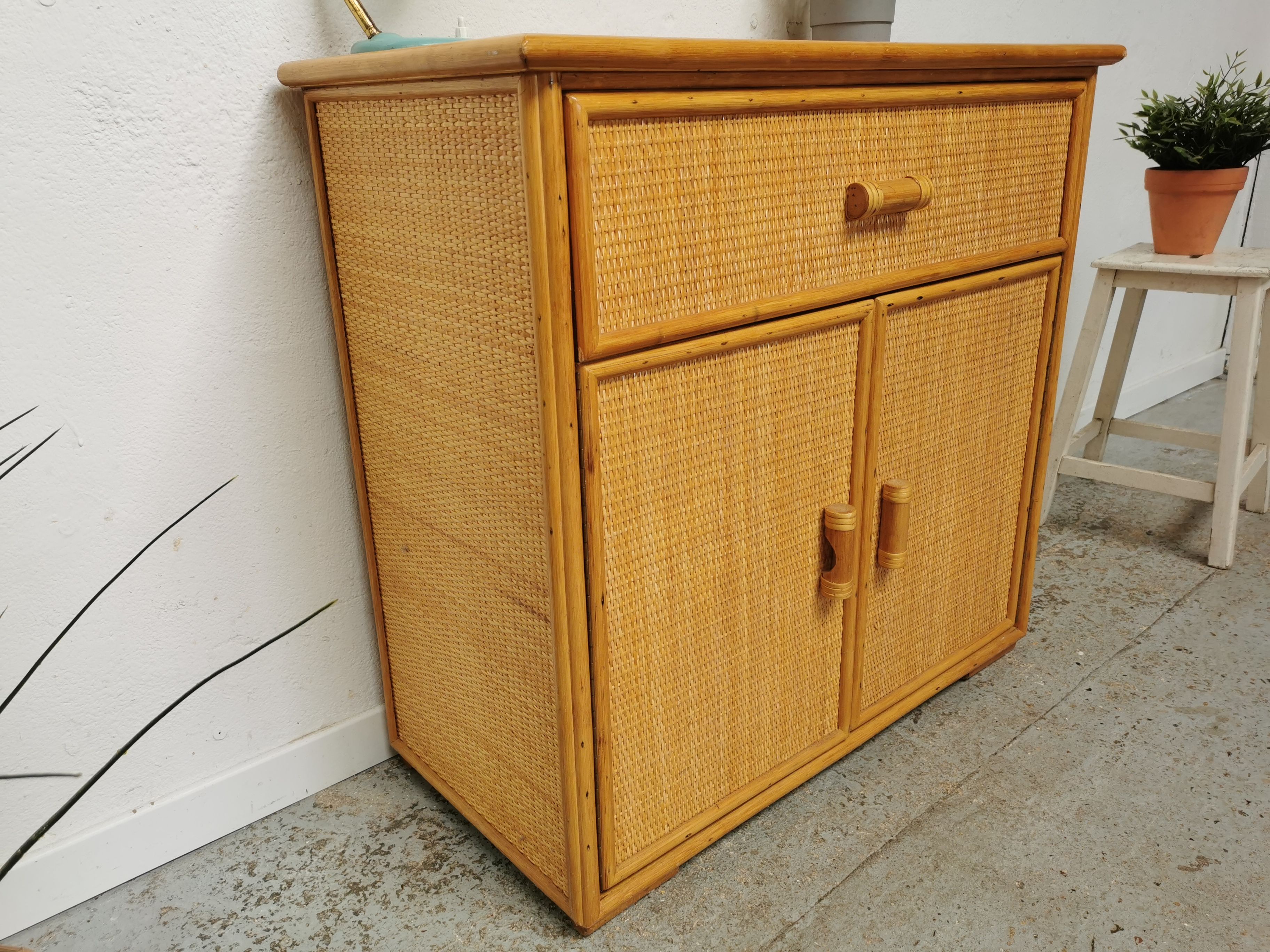 Roche Bobois vintage rattan sideboard
