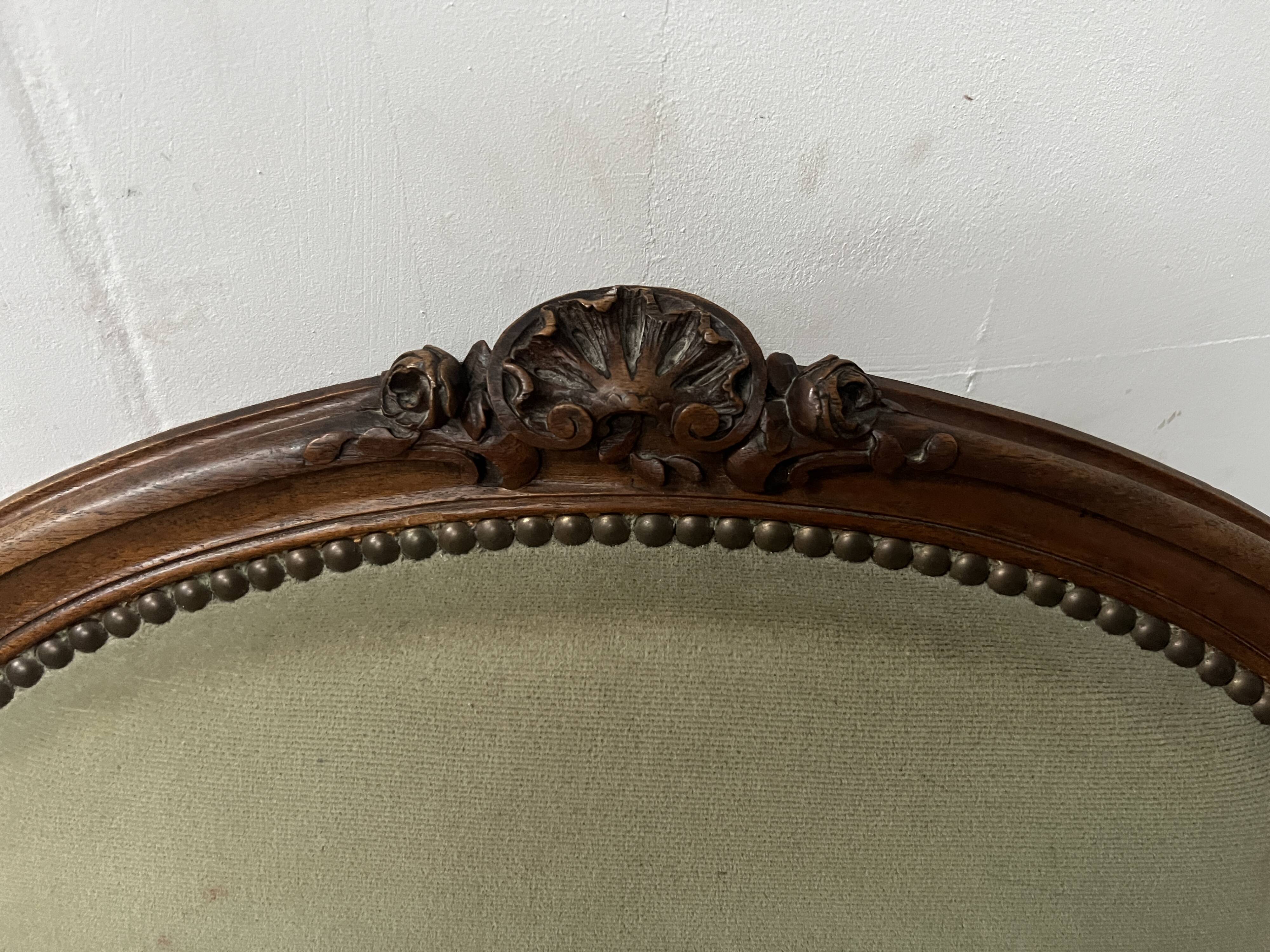 Pair of Louis XV style armchairs in solid walnut, 20th century.