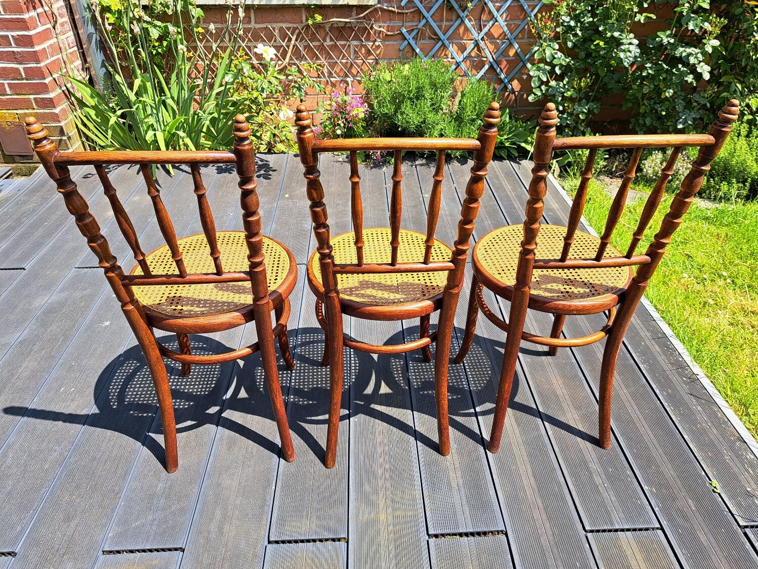 Set of 6 Fischel chairs in cane wood