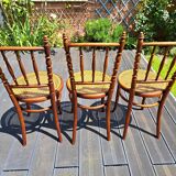 Set of 6 Fischel chairs in cane wood