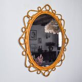 Oval bamboo mirror by franco albini for bonacina, italy 1960
