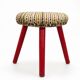 Vintage Tripod Stool Kilim Red Oval Footrest 35cm Firm