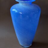 Large blue glass vase 37cm