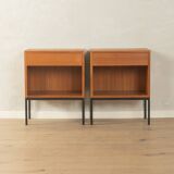 Minimalist bedside tables from the 1960s, teak veneer, set of 2