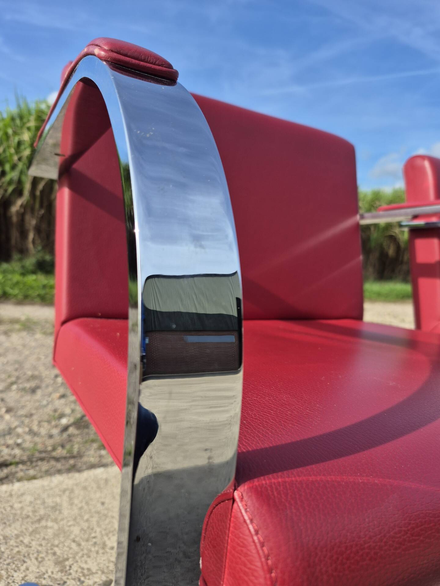 Set 4 - red chrome Brno armchair flat bar- Ludwig Mies vd Rohe bauhaus