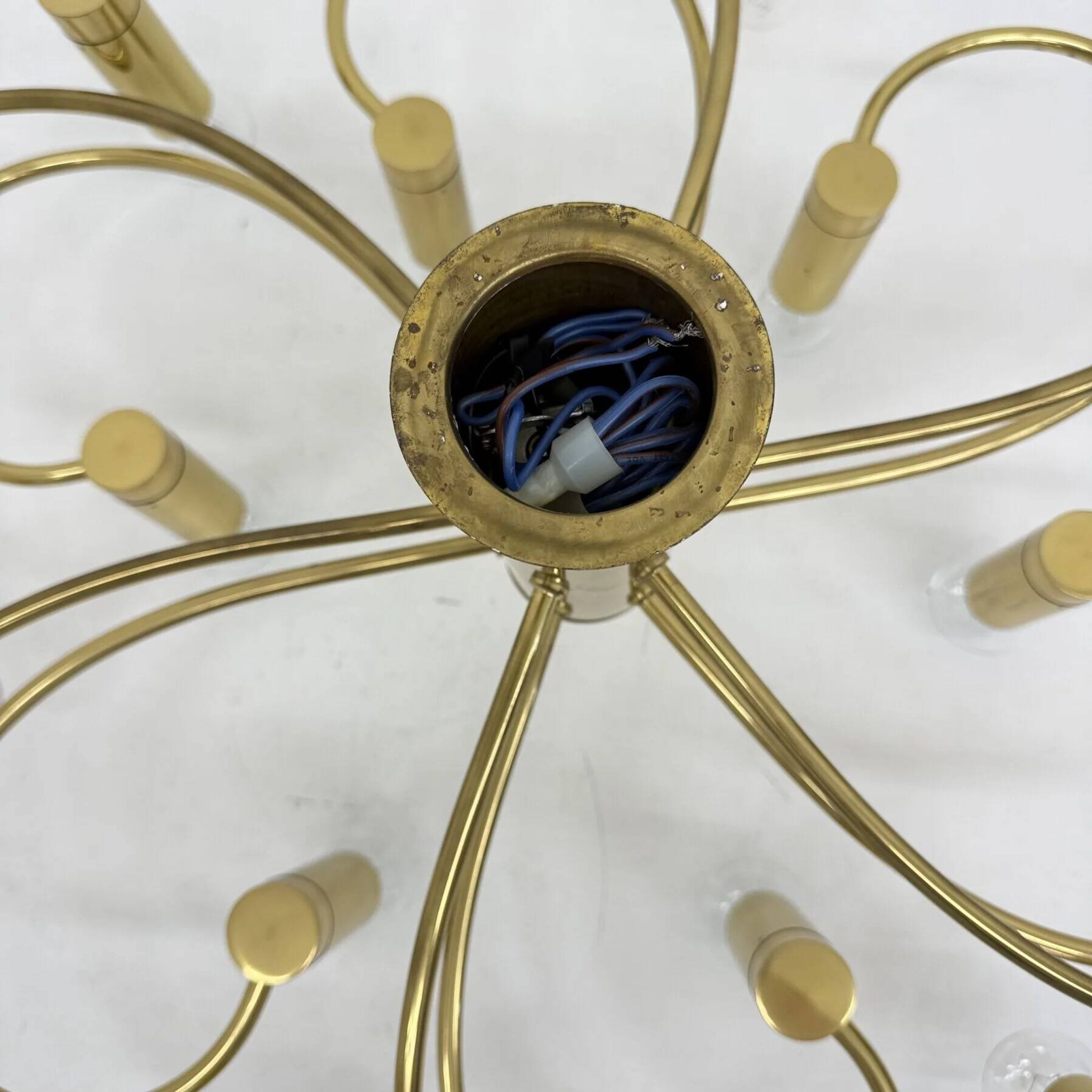 Leola sculptural brass 12-light ceiling or wall flush mount, 1970s