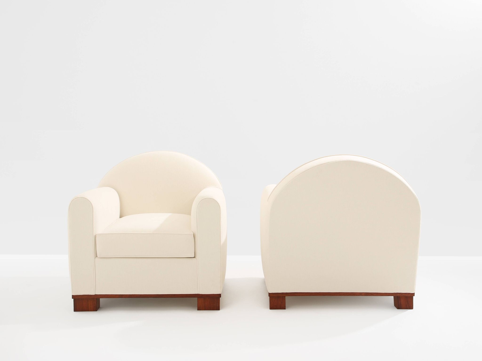 Jacques Adnet pair of modernist club armchairs in rosewood 1931