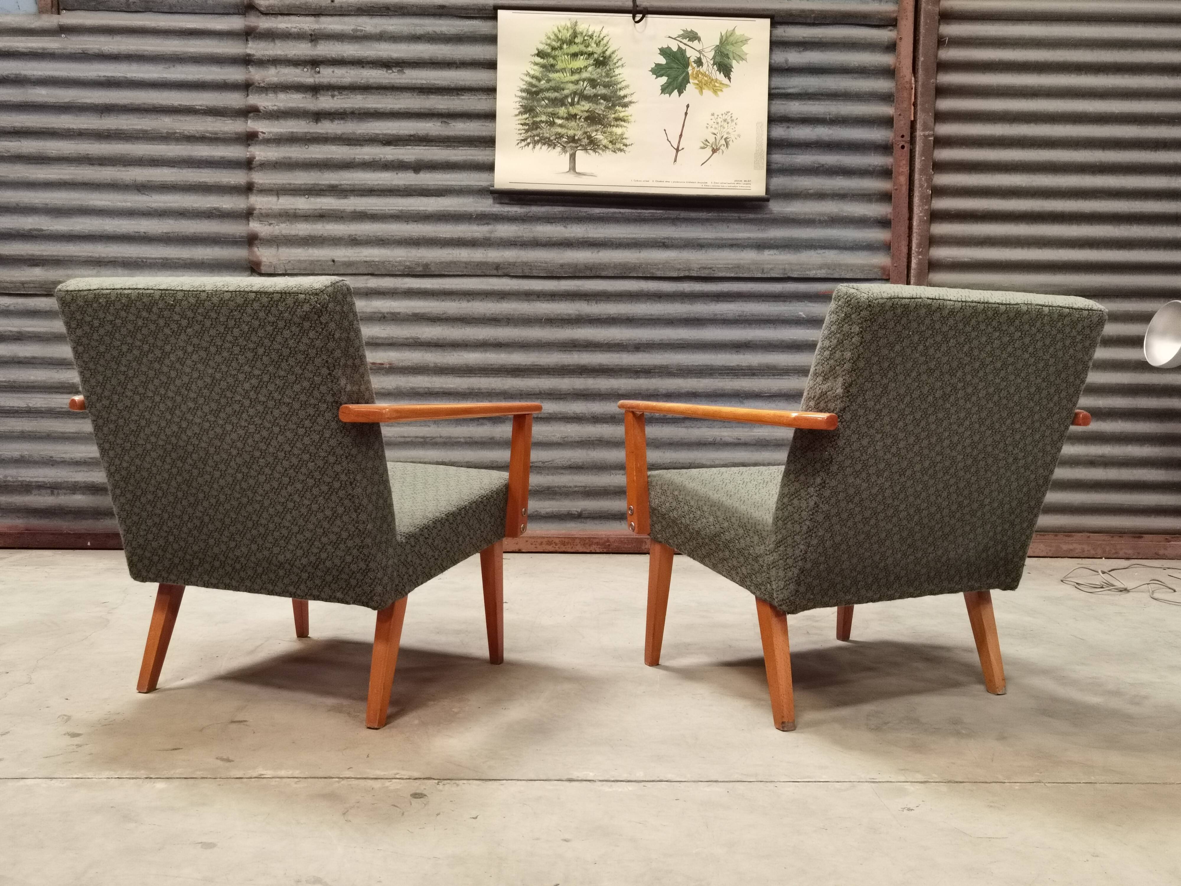 Pair of green Armchairs Tatra 1960
