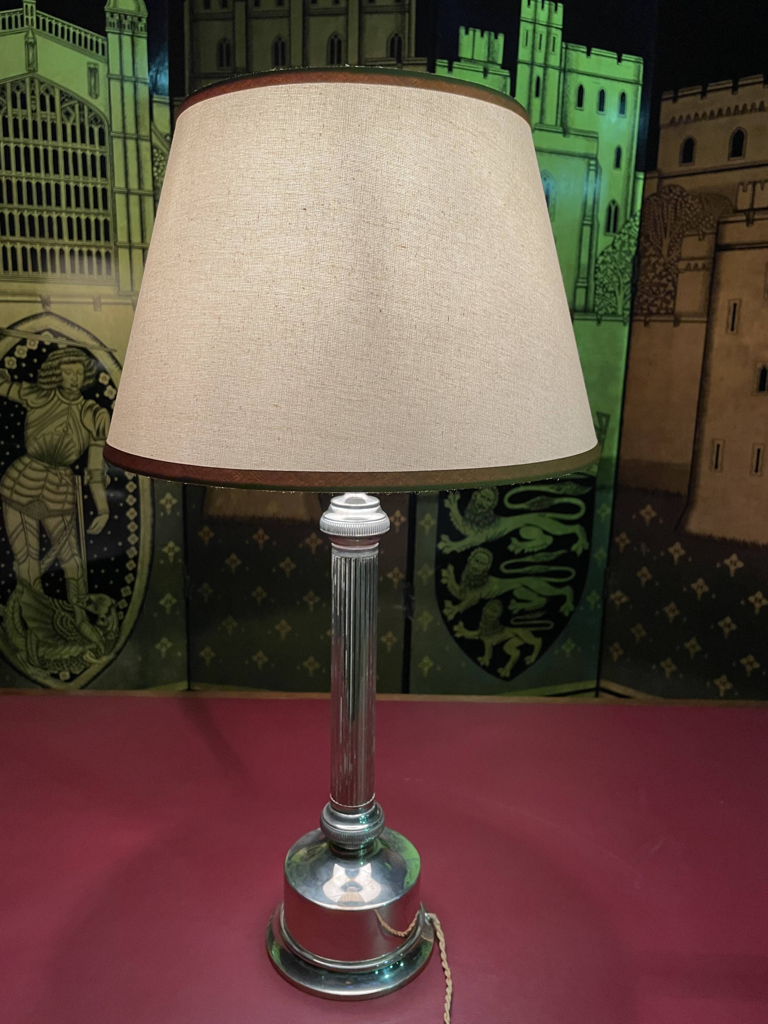 Table lamp Empire style chrome metal 1970