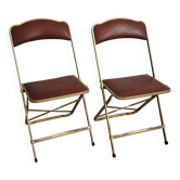 2 chaises métal doré et skaï style Opéra années 60/70