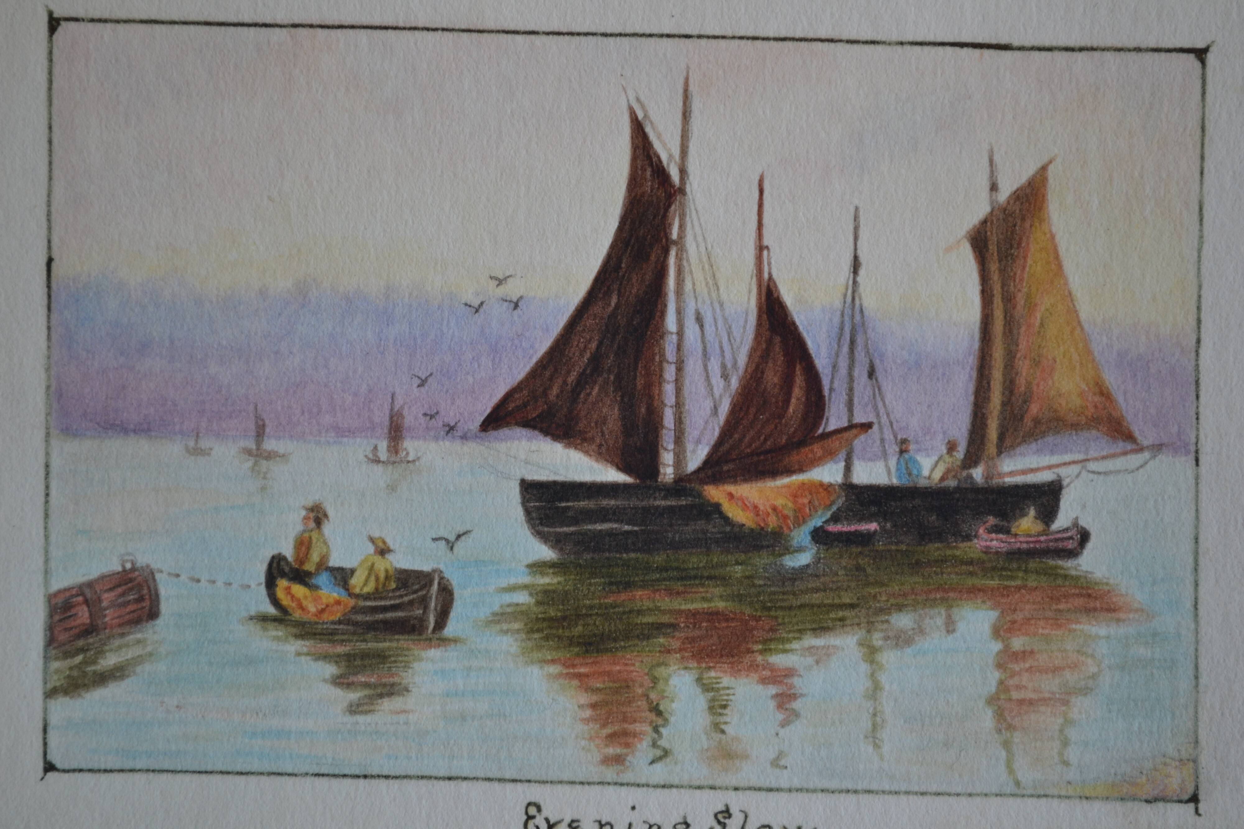 Pencil drawing circa 1910 evening glow