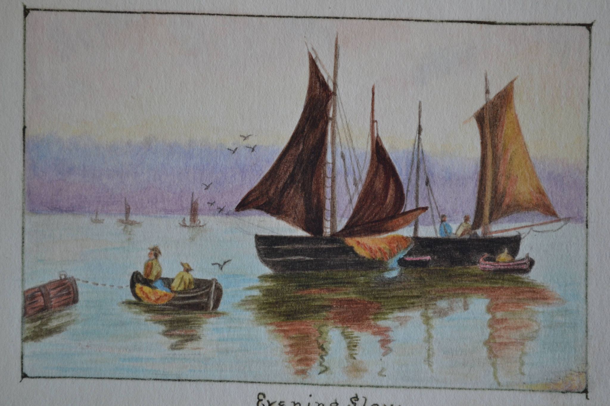 Pencil drawing circa 1910 evening glow