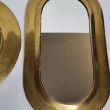 Set of three antique Moroccan brass mirrors, 32 cm
