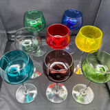 8 multicolored stemmed glasses