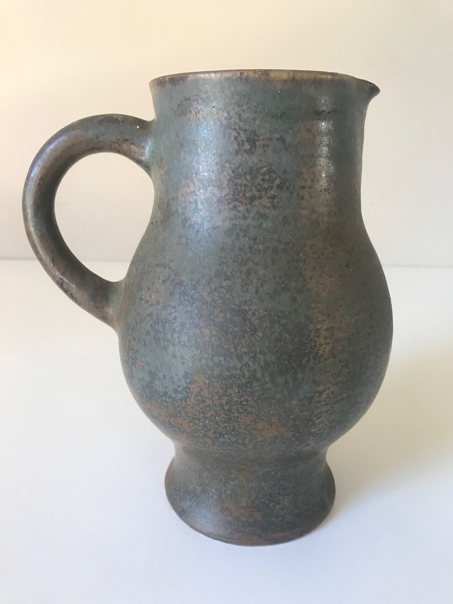 Vintage sandstone ceramic pitcher by Jacques lacheny