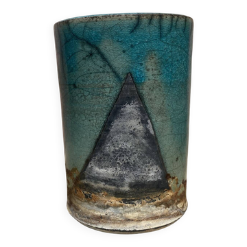 Handcrafted Raku ceramic vase