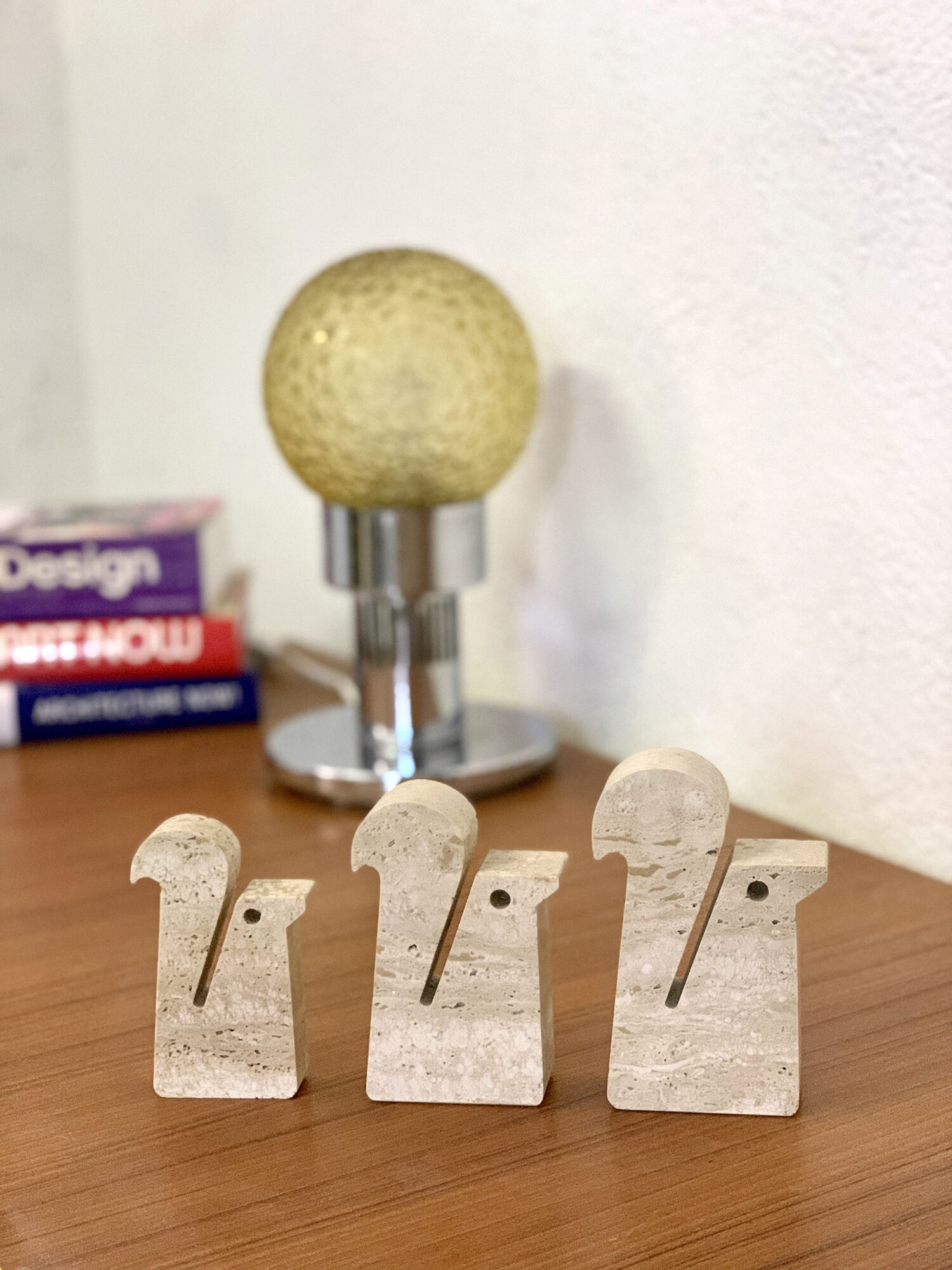 Family of 3 squirrels bookends in travertine fratelli Mannelli