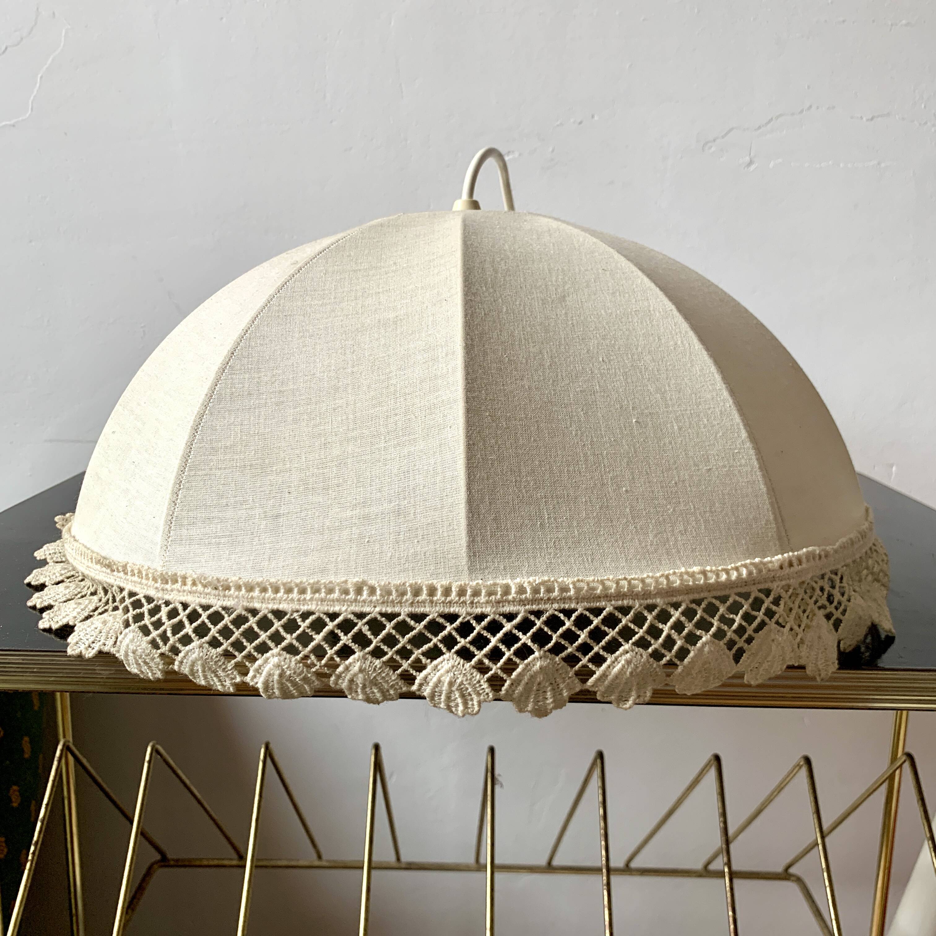 Vintage cream / ecru / beige embroidery fabric pendant