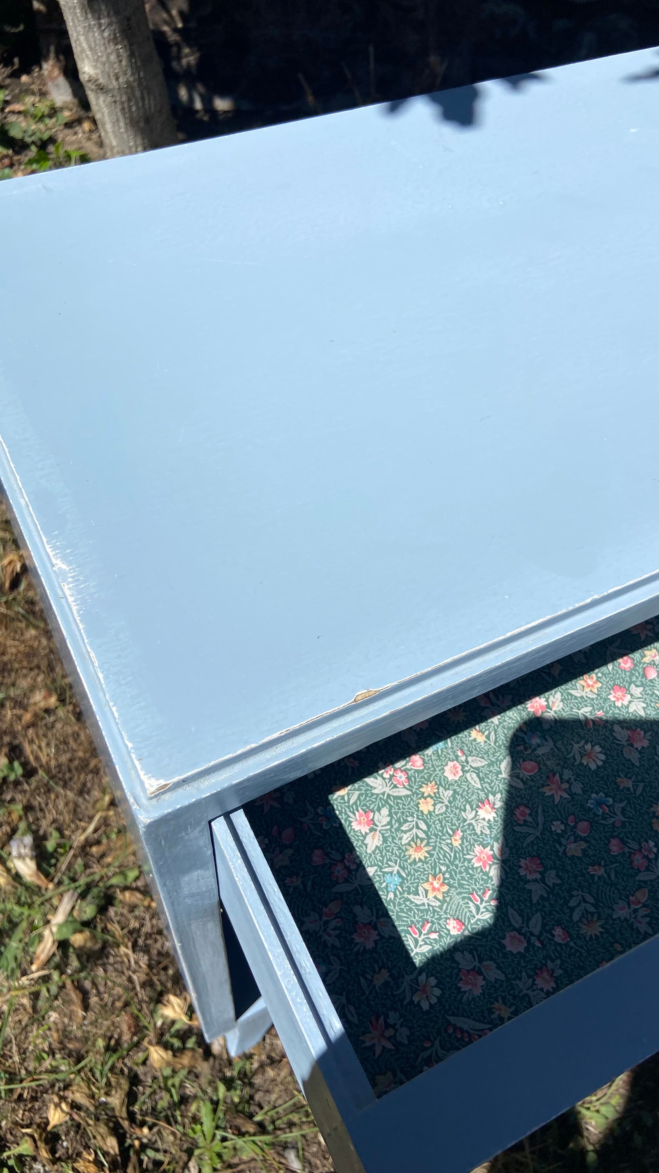 Vintage bedside 1950 gray blue patinated
