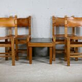 Ensemble de 4 chaises et table basse Maison Regain, France, circa 1970
