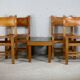 Ensemble de 4 chaises et table basse Maison Regain, France, circa 1970