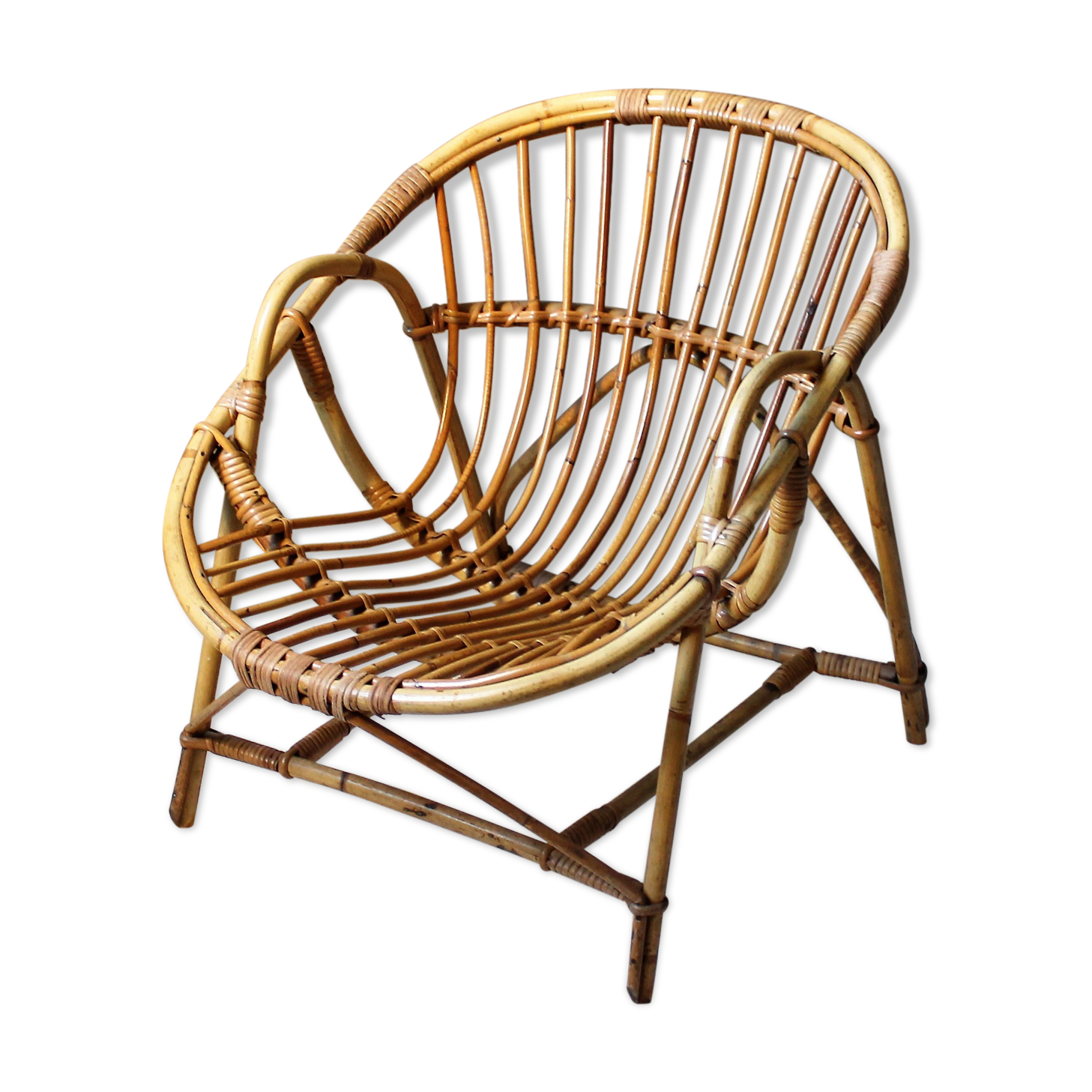 Vintage rattan adult armchair