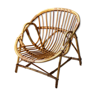 Vintage rattan adult armchair