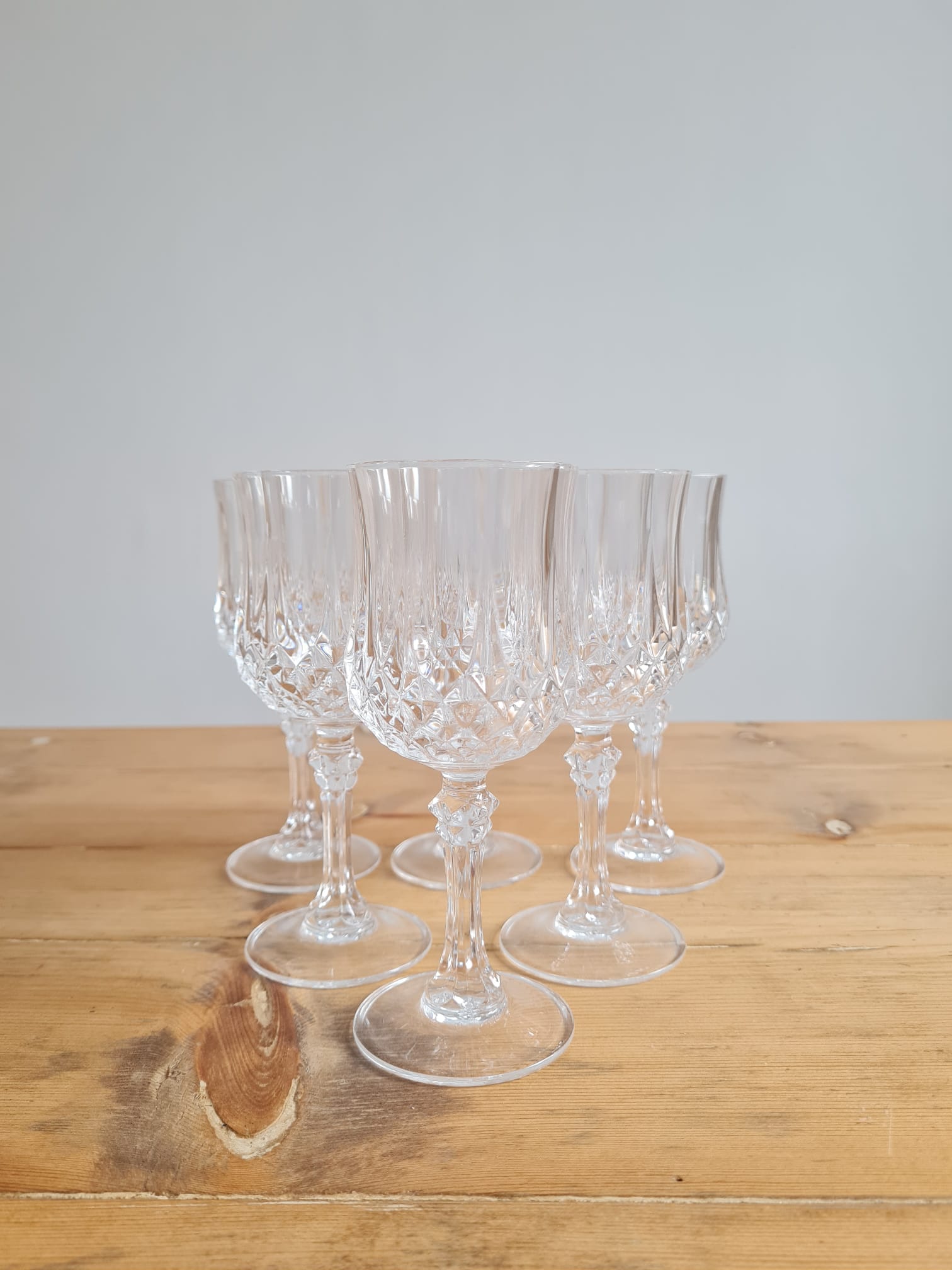 service of 6 Longchamp crystal wine glasses