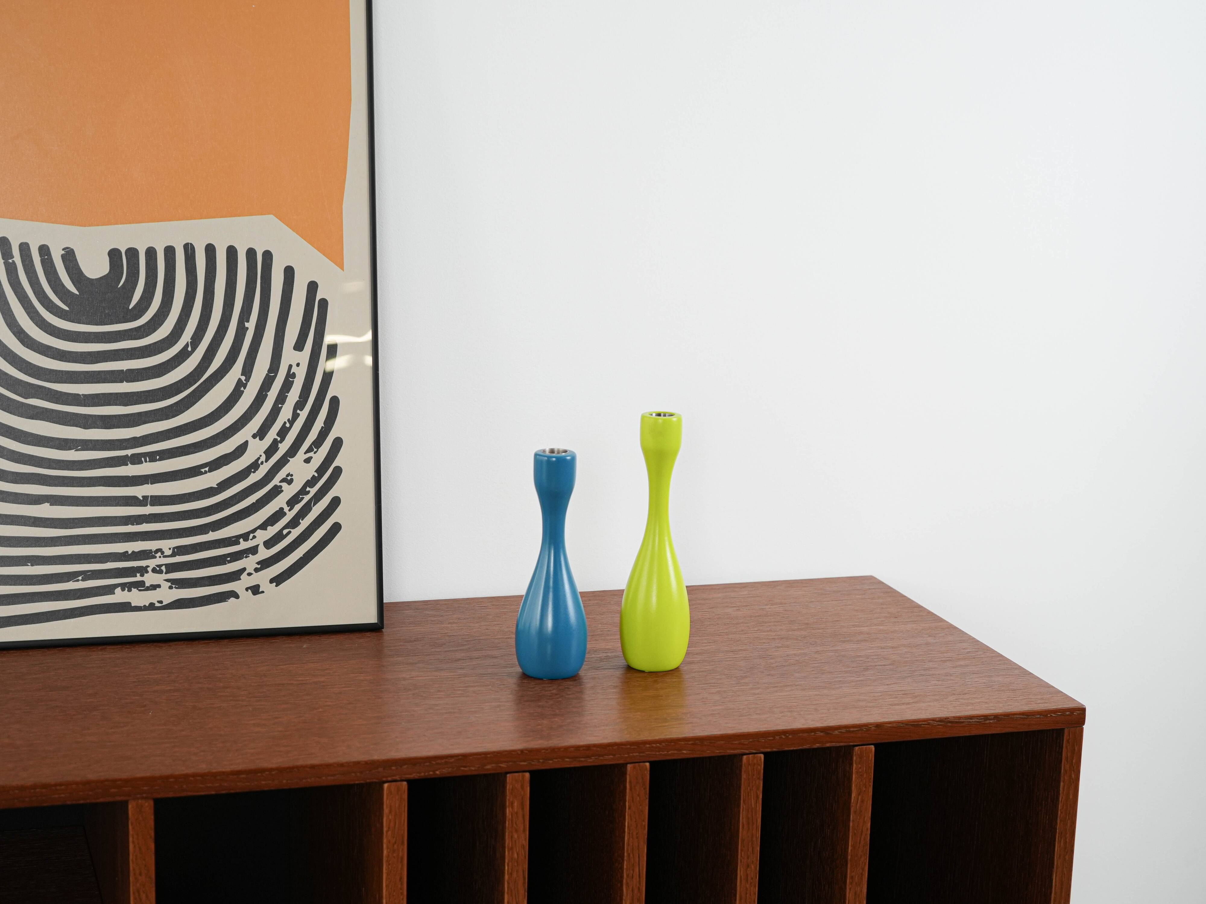 Lime-coloured candlestick, Danish design, 1970s, made in Denmark