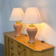 French pair of terracotta ceramic table lamps, 1980s