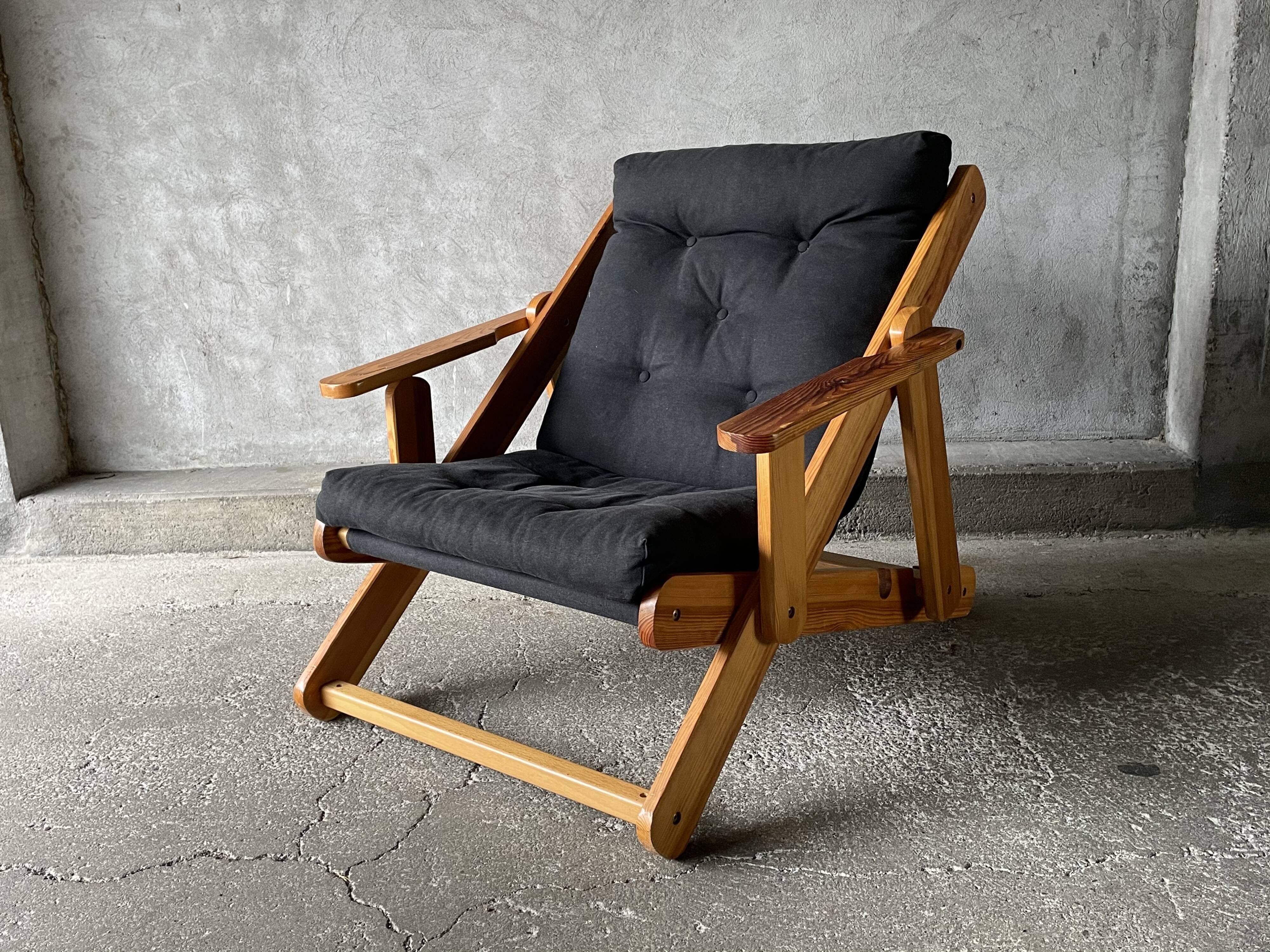Fauteuil scandinave inclinable et pliable par Gillis Lundgren, 1970s