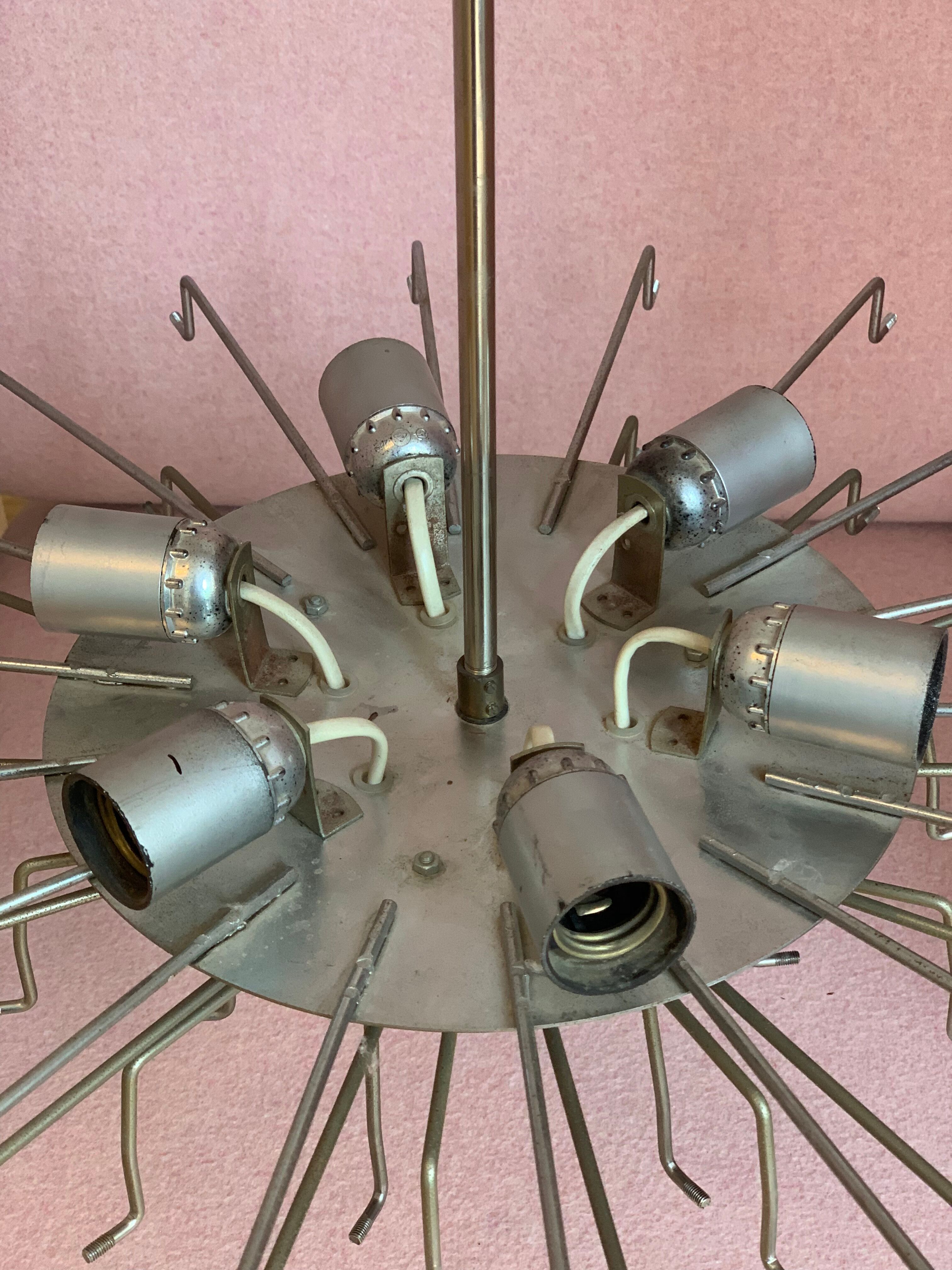 Midcentury ice glass plexi chandelier by kalmar