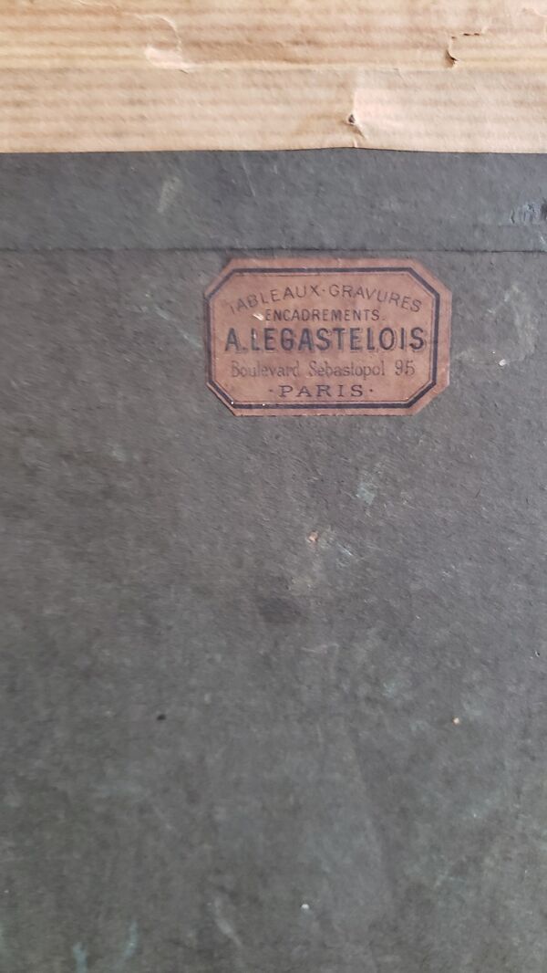 Tableau Aquarelle « Gondole à Venise » de Alfred Justin Blondeau (XIXème).