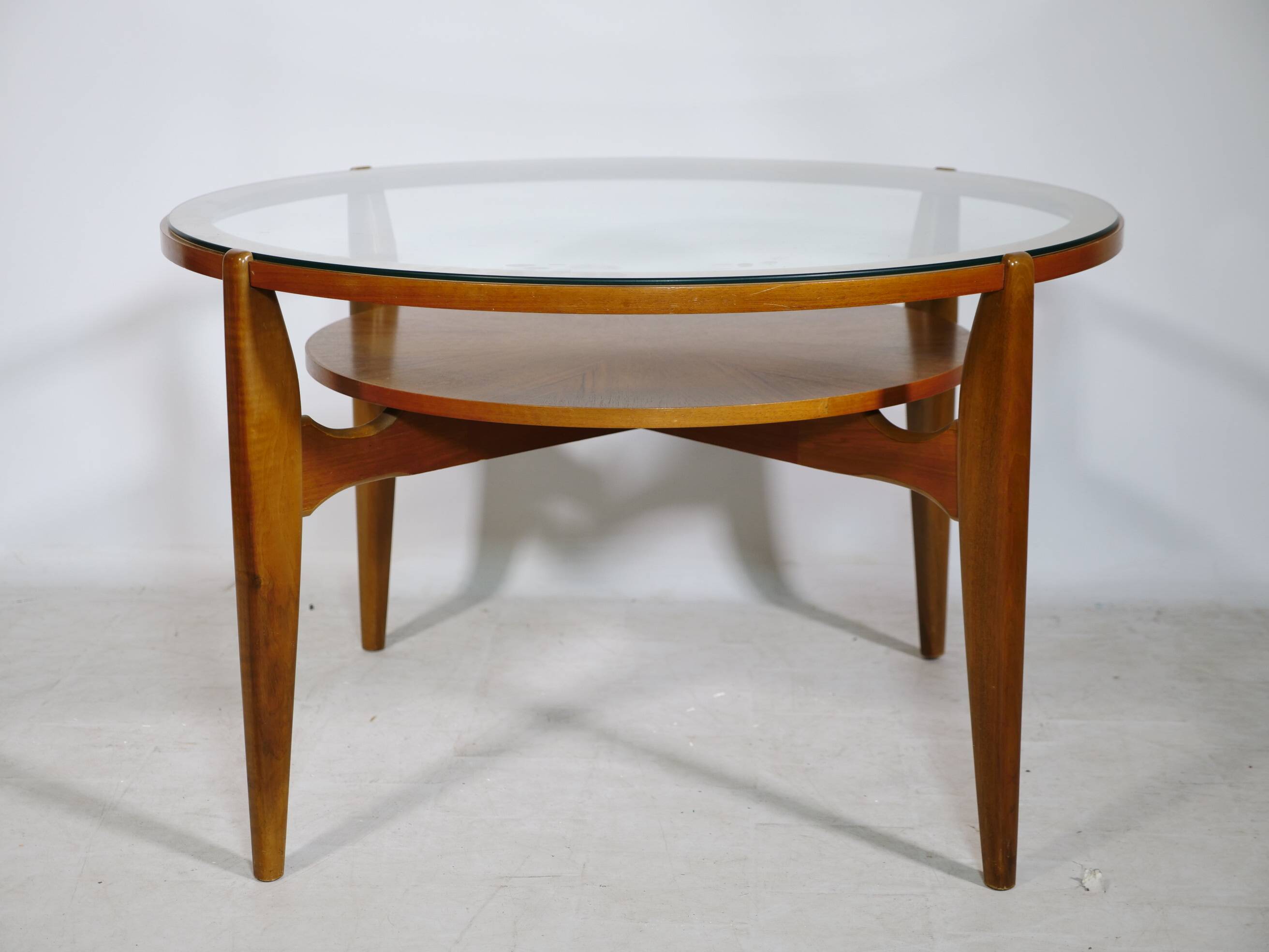 Mid-Century Coffee Table Walnut and Glass by Wilhelm Renz, 1960s