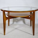 Mid-Century Coffee Table Walnut and Glass by Wilhelm Renz, 1960s