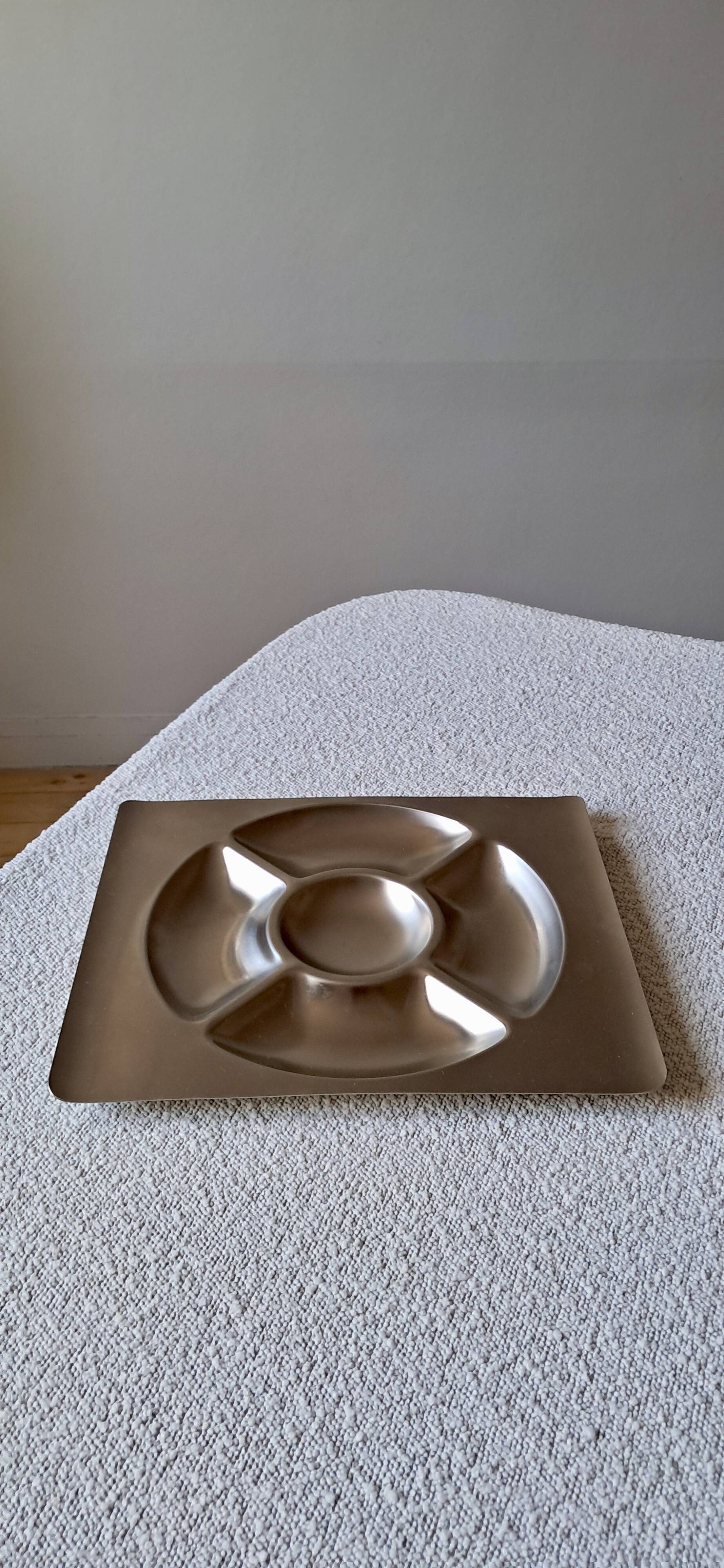 Plat/serviteur vintage en inox