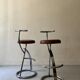 Bar stools in tubular chrome and tan leather, 1970s